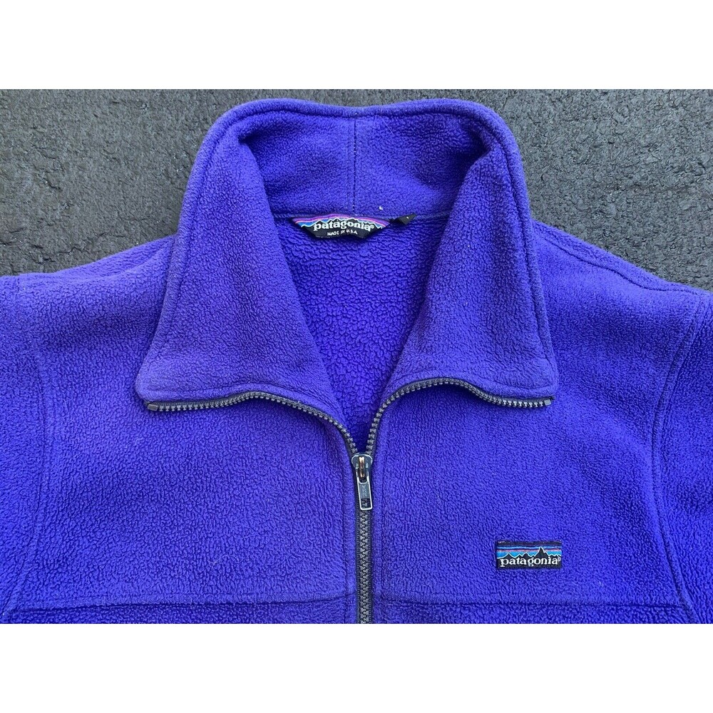 Vintage 80s Patagonia Heavy Fleece Jacket Full Zip Blue Bomber Men’s Large